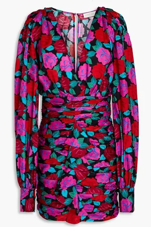RONNY KOBO Carissa ruched floral-jacquard mini dress - Purple