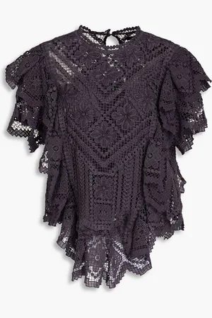 Isabel Marant Zainos ruffled crocheted cotton blouse - Purple