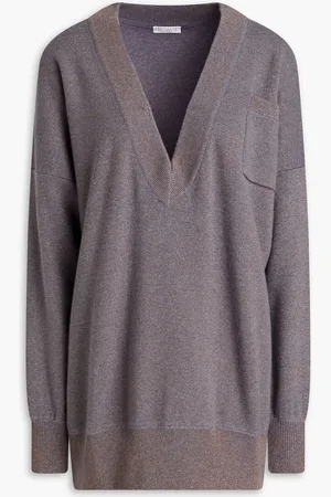 Brunello Cucinelli Oversized metallic casmere sweater - Purple