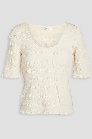 Frame Shirred jersey top - White
