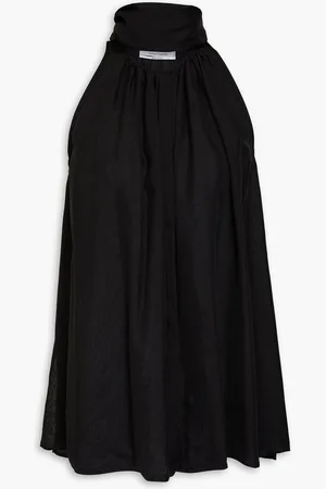 Another Tomorrow Tie-neck silk-chiffon top