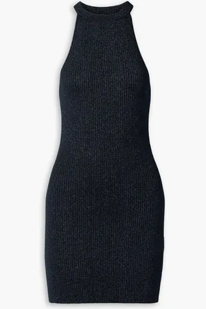 Christopher Kane Metallic ribbed-knit mini dress - Blue