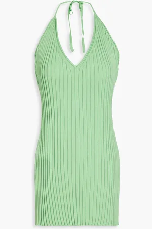 GAUGE81 Ribbed-knit halterneck mini dress - Green