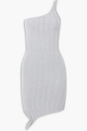 Ioannes Serpent one-shoulder metallic ribbed-knit mini dress - Metallic