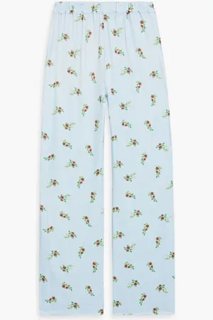 Sleeper Floral-print satin pajama pants - Blue