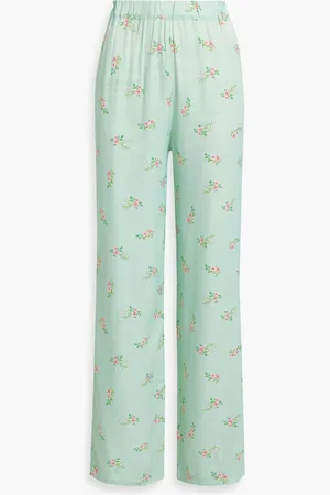 Sleeper Floral-print satin pajama pants - Green