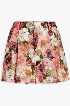 ALICE+OLIVIA Alice Olivia - Juniper pleated floral-print crepe shorts - Pink