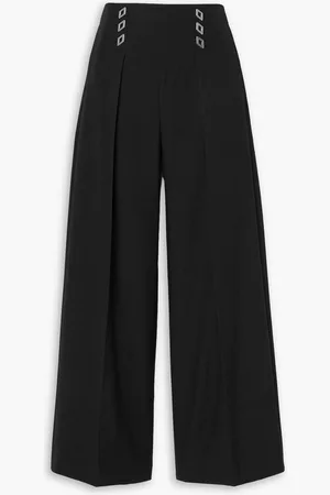 DION LEE Embellished pleated woven wide-leg pants