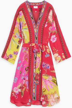 Camilla Crystal-embellished printed silk-crepe coverup - Orange