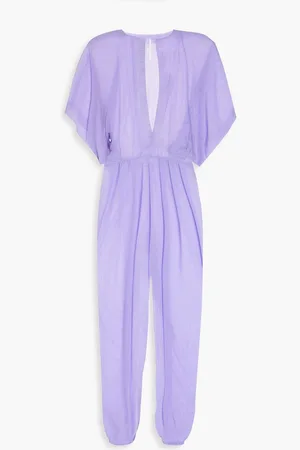 Norma Kamali Stretch-tulle jumpsuit - Purple
