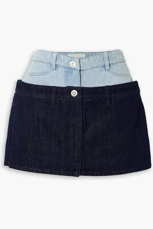 DION LEE Paneled two-tone denim mini skirt - Blue