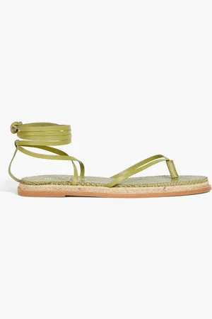 PAULA TORRES Pietra lace-up leather espadrille sandals - Green