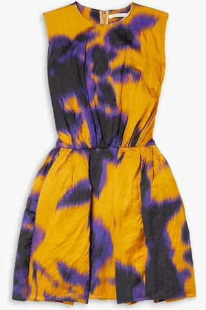 Jason Wu Printed crinkled-sateen mini dress - Yellow