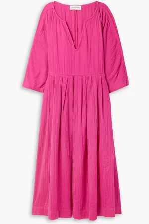 Mara Hoffman Chloe pleated cotton-gauze midi dress - Pink