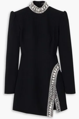 ANDREW GN Crystal-embellished crepe turtleneck mini dress