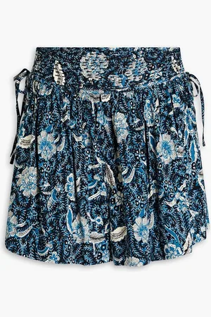 ULLA JOHNSON Zev floral-print cotton-blend shorts - Blue