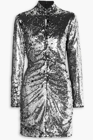 Isabel Marant Marnela cutout ruched sequined cotton-jersey mini dress - Metallic