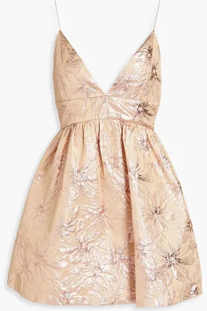 ALICE+OLIVIA Alice Olivia - Foley gathered metallic brocade mini dress - Metallic