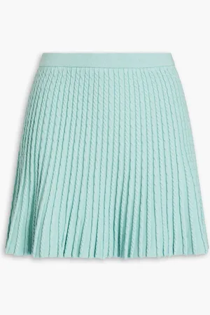ALICE+OLIVIA Alice Olivia - Breeze cable-knit cotton-blend mini skirt - Green
