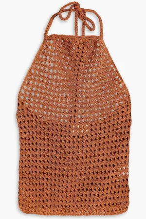 Nicholas Crocheted cotton-blend halterneck top - Brown