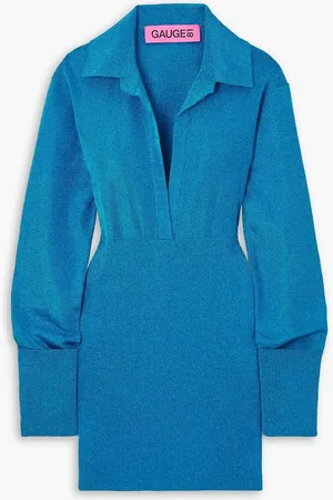 GAUGE81 Tromso metallic cotton-blend mini dress - Blue