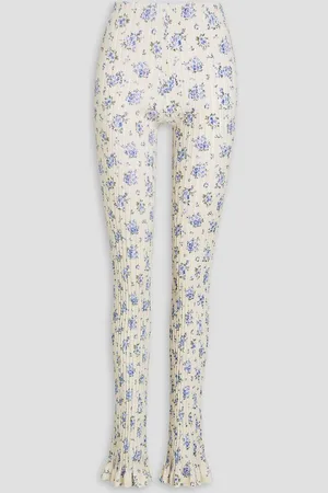 Acne Studios Floral-print cotton-blend jersey leggings - White