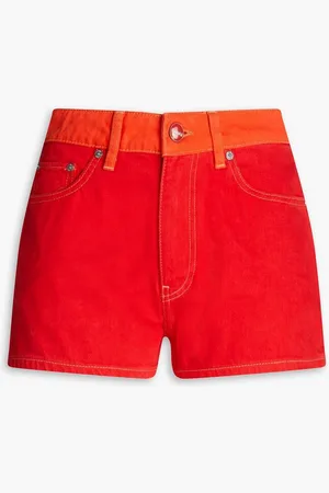Ganni Two-tone denim shorts