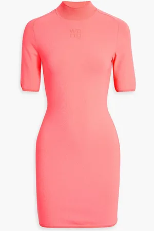 Alexander Wang Appliquéd stretch-knit turtleneck mini dress - Orange