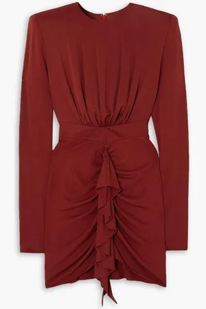 ALEXANDRE VAUTHIER Ruffled gathered stretch-jersey mini dress - Red