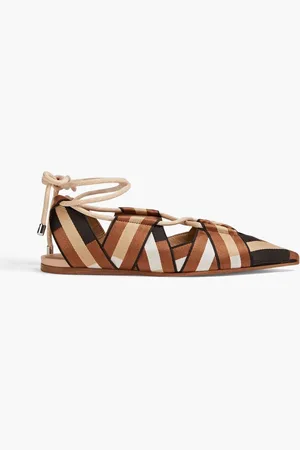 Emporio Armani Striped canvas flats - Brown