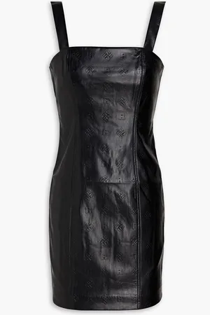ROTATE Herlina logo-embossed faux leather mini dress