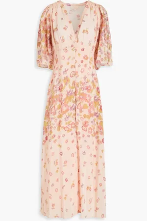 by Ti Mo Floral-print satin midi dress - Orange