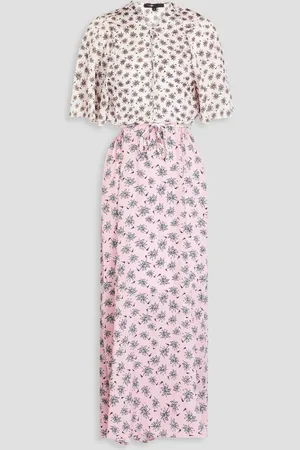 Maje Cutout printed satin midi dress