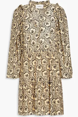 Bash Grazie gathered floral-print Lyocell-blend mini dress - Neutral