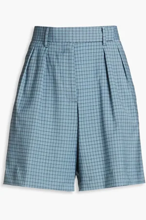 Paul Smith Pleated checked wool-blend shorts - Blue