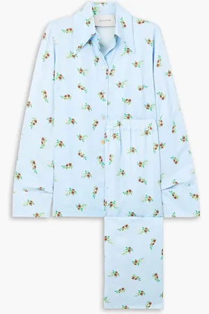Sleeper Floral-print satin pajama set - Blue