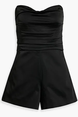 Simkhai Kacey ruched satin playsuit
