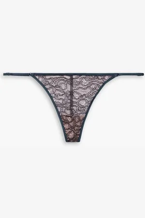 Kiki de Montparnasse Enchante satin-trimmed lace thong - Blue