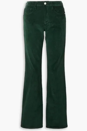 Frame Le Mini Boot cotton-blend corduroy flared pants - Green