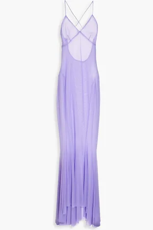 Norma Kamali Open-back mesh gown - Purple