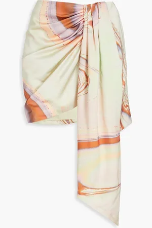 Simkhai Mae draped printed mini skirt - Green