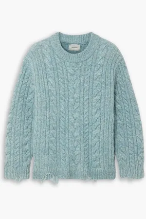 Holzweiler Baharia distressed cable-knit sweater - Blue