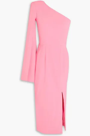 RHEA COSTA One-sleeve crepe midi dress - Pink