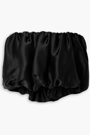 ET OCHS Michelle strapless cropped gathered silk-charmeuse top