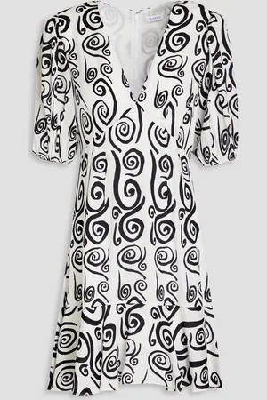 Rhode Ruby gathered printed crepe de chine mini dress