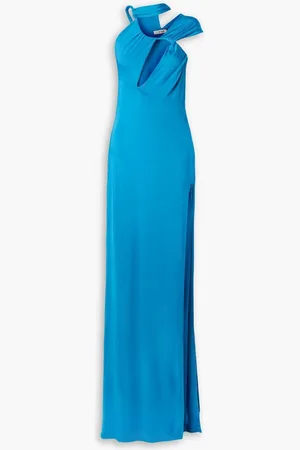 ET OCHS One-shoulder cutout ruched stretch-jersey gown - Blue