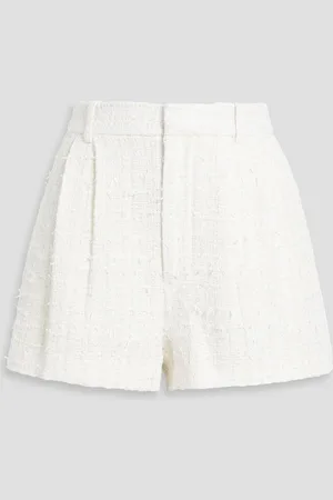 ALICE+OLIVIA Alice Olivia - Conry pleated bouclé-tweed shorts - White