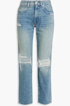 SLVRLAKE Hero distressed high-rise slim-leg jeans - Blue