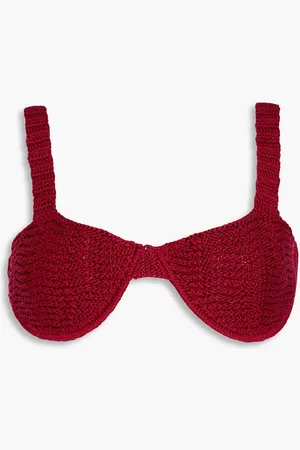 Savannah Morrow Valentina crocheted Pima cotton bra top - Burgundy