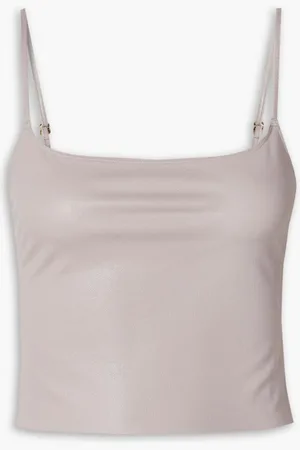 Commando Cropped faux stretch-leather tank - Gray